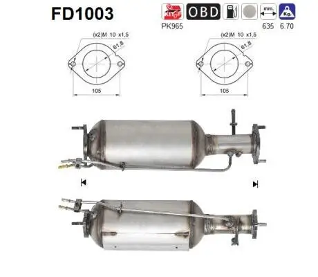 Ruß-/Partikelfilter, Abgasanlage AS FD1003 Bild Ruß-/Partikelfilter, Abgasanlage AS FD1003