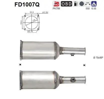 Ruß-/Partikelfilter, Abgasanlage AS FD1007Q Bild Ruß-/Partikelfilter, Abgasanlage AS FD1007Q