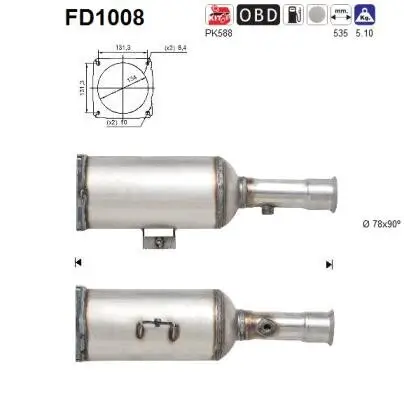 Ruß-/Partikelfilter, Abgasanlage AS FD1008 Bild Ruß-/Partikelfilter, Abgasanlage AS FD1008