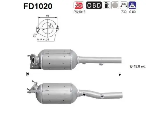 Ruß-/Partikelfilter, Abgasanlage AS FD1020 Bild Ruß-/Partikelfilter, Abgasanlage AS FD1020