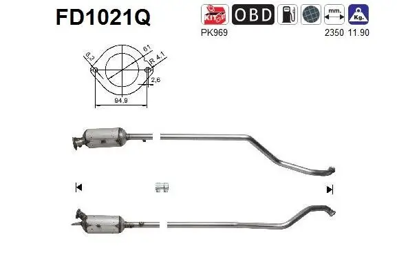 Ruß-/Partikelfilter, Abgasanlage AS FD1021Q