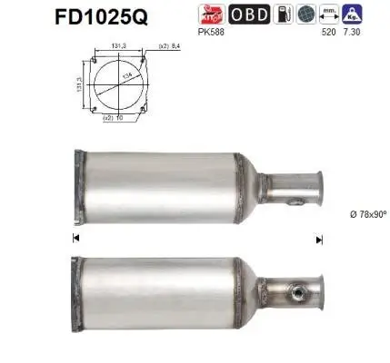 Ruß-/Partikelfilter, Abgasanlage AS FD1025Q Bild Ruß-/Partikelfilter, Abgasanlage AS FD1025Q