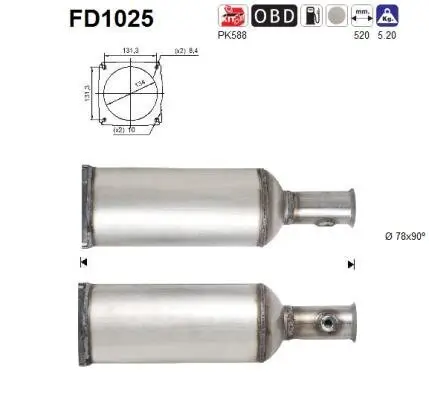 Ruß-/Partikelfilter, Abgasanlage AS FD1025 Bild Ruß-/Partikelfilter, Abgasanlage AS FD1025