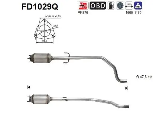 Ruß-/Partikelfilter, Abgasanlage AS FD1029Q Bild Ruß-/Partikelfilter, Abgasanlage AS FD1029Q