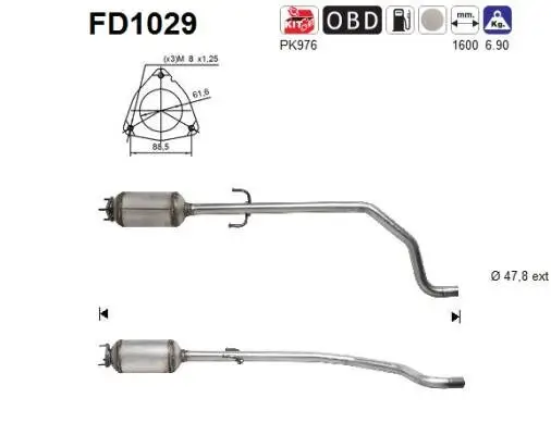 Ruß-/Partikelfilter, Abgasanlage AS FD1029 Bild Ruß-/Partikelfilter, Abgasanlage AS FD1029