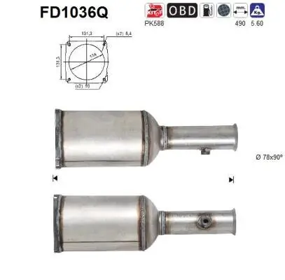 Ruß-/Partikelfilter, Abgasanlage AS FD1036Q Bild Ruß-/Partikelfilter, Abgasanlage AS FD1036Q