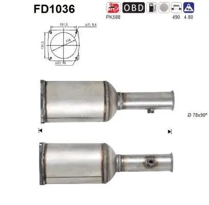 Ruß-/Partikelfilter, Abgasanlage AS FD1036 Bild Ruß-/Partikelfilter, Abgasanlage AS FD1036