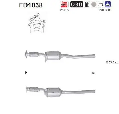 Ruß-/Partikelfilter, Abgasanlage AS FD1038 Bild Ruß-/Partikelfilter, Abgasanlage AS FD1038