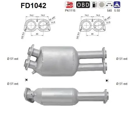Ruß-/Partikelfilter, Abgasanlage AS FD1042 Bild Ruß-/Partikelfilter, Abgasanlage AS FD1042