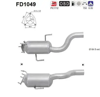 Ruß-/Partikelfilter, Abgasanlage AS FD1049 Bild Ruß-/Partikelfilter, Abgasanlage AS FD1049