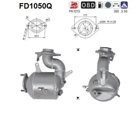 Ruß-/Partikelfilter, Abgasanlage AS FD1050Q Bild Ruß-/Partikelfilter, Abgasanlage AS FD1050Q