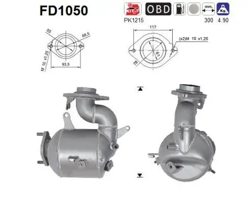 Ruß-/Partikelfilter, Abgasanlage AS FD1050 Bild Ruß-/Partikelfilter, Abgasanlage AS FD1050