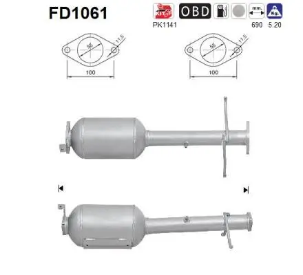 Ruß-/Partikelfilter, Abgasanlage AS FD1061