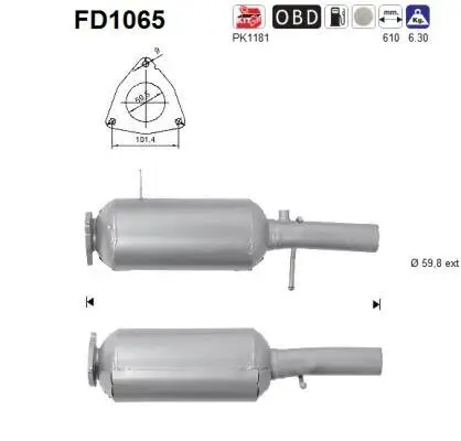 Ruß-/Partikelfilter, Abgasanlage AS FD1065 Bild Ruß-/Partikelfilter, Abgasanlage AS FD1065