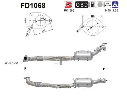 Ruß-/Partikelfilter, Abgasanlage AS FD1068 Bild Ruß-/Partikelfilter, Abgasanlage AS FD1068