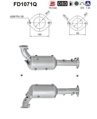 Ruß-/Partikelfilter, Abgasanlage AS FD1071Q