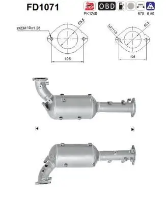 Ruß-/Partikelfilter, Abgasanlage AS FD1071 Bild Ruß-/Partikelfilter, Abgasanlage AS FD1071