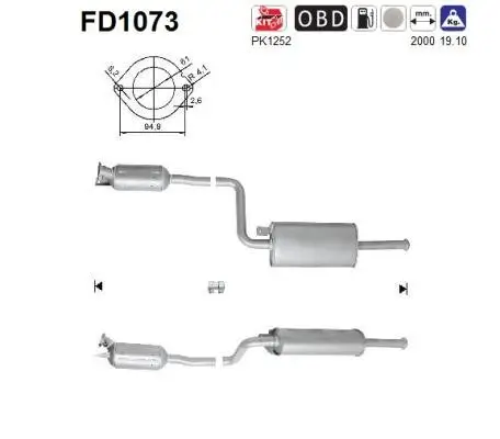 Ruß-/Partikelfilter, Abgasanlage AS FD1073 Bild Ruß-/Partikelfilter, Abgasanlage AS FD1073