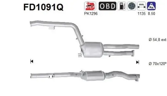 Ruß-/Partikelfilter, Abgasanlage AS FD1091Q Bild Ruß-/Partikelfilter, Abgasanlage AS FD1091Q