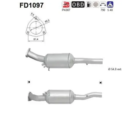 Ruß-/Partikelfilter, Abgasanlage AS FD1097 Bild Ruß-/Partikelfilter, Abgasanlage AS FD1097