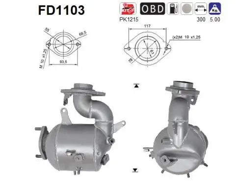 Ruß-/Partikelfilter, Abgasanlage AS FD1103 Bild Ruß-/Partikelfilter, Abgasanlage AS FD1103