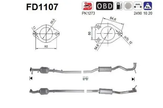 Ruß-/Partikelfilter, Abgasanlage AS FD1107 Bild Ruß-/Partikelfilter, Abgasanlage AS FD1107