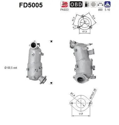 Ruß-/Partikelfilter, Abgasanlage AS FD5005 Bild Ruß-/Partikelfilter, Abgasanlage AS FD5005