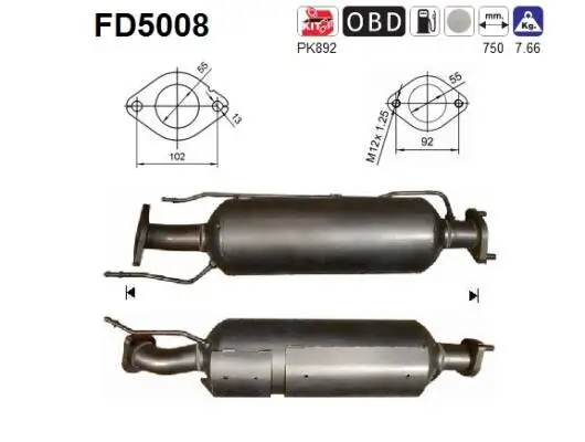 Ruß-/Partikelfilter, Abgasanlage AS FD5008 Bild Ruß-/Partikelfilter, Abgasanlage AS FD5008