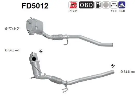 Ruß-/Partikelfilter, Abgasanlage AS FD5012 Bild Ruß-/Partikelfilter, Abgasanlage AS FD5012