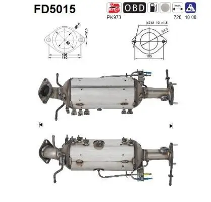 Ruß-/Partikelfilter, Abgasanlage AS FD5015 Bild Ruß-/Partikelfilter, Abgasanlage AS FD5015