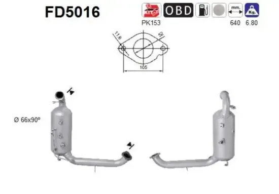 Ruß-/Partikelfilter, Abgasanlage AS FD5016 Bild Ruß-/Partikelfilter, Abgasanlage AS FD5016