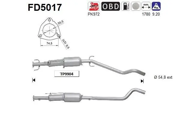 Ruß-/Partikelfilter, Abgasanlage AS FD5017 Bild Ruß-/Partikelfilter, Abgasanlage AS FD5017