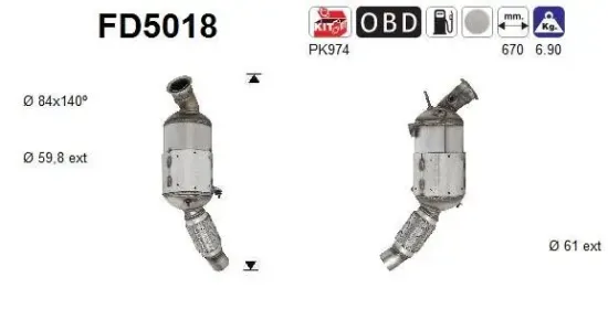 Ruß-/Partikelfilter, Abgasanlage AS FD5018 Bild Ruß-/Partikelfilter, Abgasanlage AS FD5018