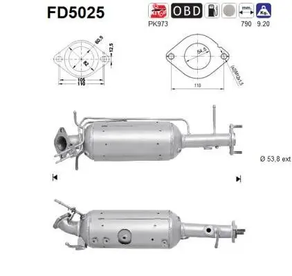 Ruß-/Partikelfilter, Abgasanlage AS FD5025 Bild Ruß-/Partikelfilter, Abgasanlage AS FD5025