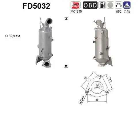 Ruß-/Partikelfilter, Abgasanlage AS FD5032 Bild Ruß-/Partikelfilter, Abgasanlage AS FD5032