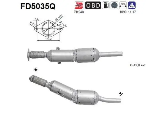 Ruß-/Partikelfilter, Abgasanlage AS FD5035Q