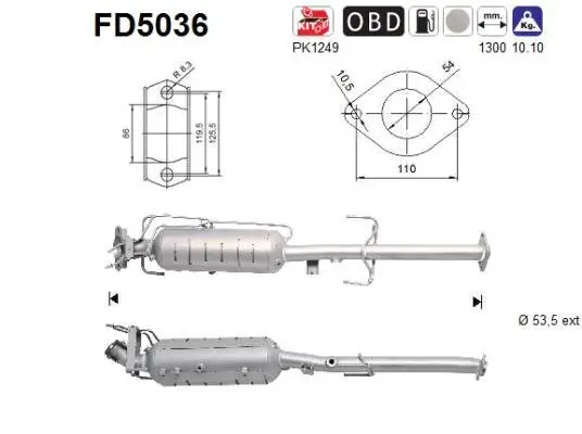 Ruß-/Partikelfilter, Abgasanlage AS FD5036 Bild Ruß-/Partikelfilter, Abgasanlage AS FD5036