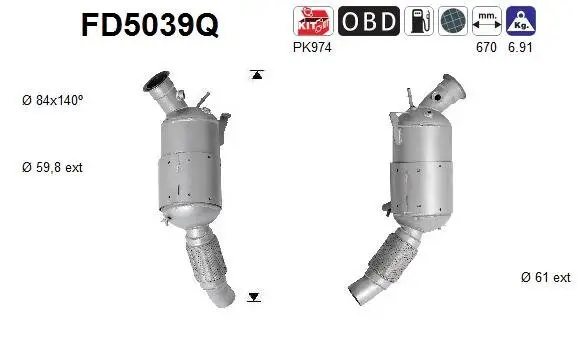 Ruß-/Partikelfilter, Abgasanlage AS FD5039Q