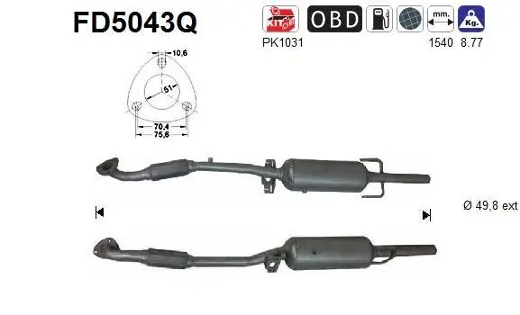 Ruß-/Partikelfilter, Abgasanlage AS FD5043Q