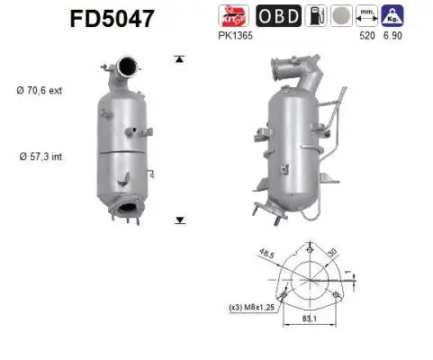 Ruß-/Partikelfilter, Abgasanlage AS FD5047 Bild Ruß-/Partikelfilter, Abgasanlage AS FD5047