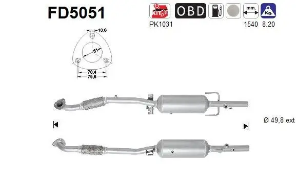 Ruß-/Partikelfilter, Abgasanlage AS FD5051