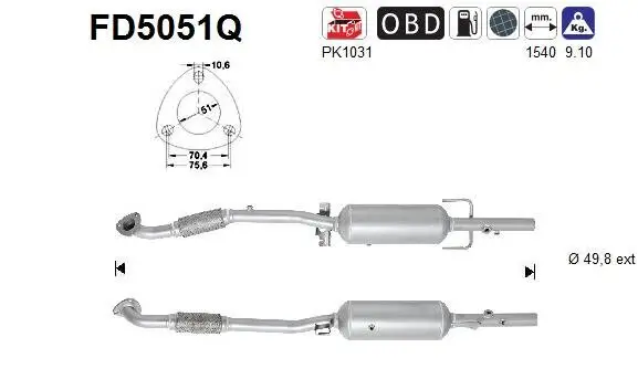 Ruß-/Partikelfilter, Abgasanlage AS FD5051Q