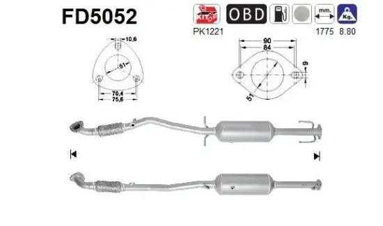 Ruß-/Partikelfilter, Abgasanlage AS FD5052 Bild Ruß-/Partikelfilter, Abgasanlage AS FD5052