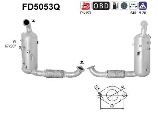 Ruß-/Partikelfilter, Abgasanlage AS FD5053Q Bild Ruß-/Partikelfilter, Abgasanlage AS FD5053Q