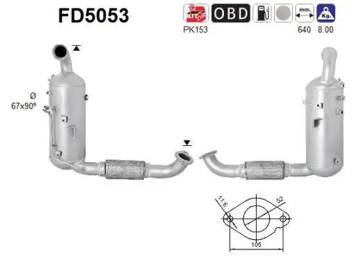 Ruß-/Partikelfilter, Abgasanlage AS FD5053 Bild Ruß-/Partikelfilter, Abgasanlage AS FD5053