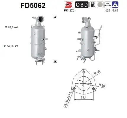 Ruß-/Partikelfilter, Abgasanlage AS FD5062 Bild Ruß-/Partikelfilter, Abgasanlage AS FD5062