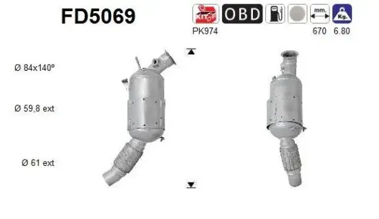 Ruß-/Partikelfilter, Abgasanlage AS FD5069 Bild Ruß-/Partikelfilter, Abgasanlage AS FD5069