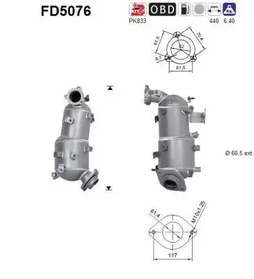 Ruß-/Partikelfilter, Abgasanlage AS FD5076 Bild Ruß-/Partikelfilter, Abgasanlage AS FD5076