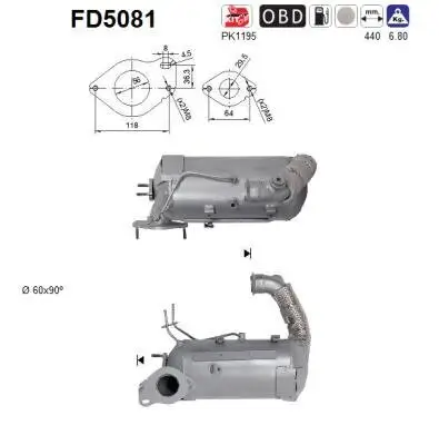 Ruß-/Partikelfilter, Abgasanlage AS FD5081 Bild Ruß-/Partikelfilter, Abgasanlage AS FD5081