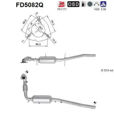 Ruß-/Partikelfilter, Abgasanlage AS FD5082Q Bild Ruß-/Partikelfilter, Abgasanlage AS FD5082Q